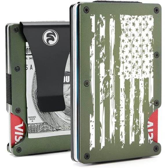 Personalized Minimalist Engraved Aluminum Money Clip Wallet, Men Slim Front - Picture 5 of 5